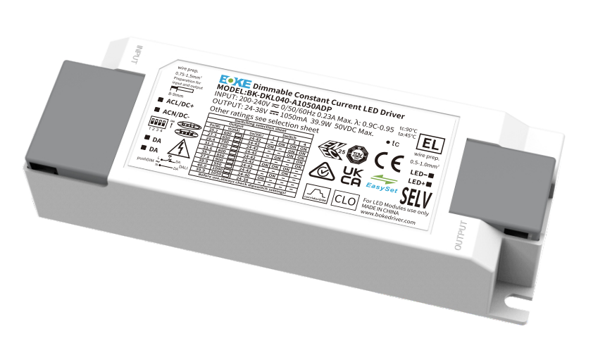 Boke LED Driver for CELTIS 3.0 - DALI-2 og PUSH DIM, Energy data, Flicker free + Wieland Quick connection - 600-1050mA (900mA DIP-Switch)