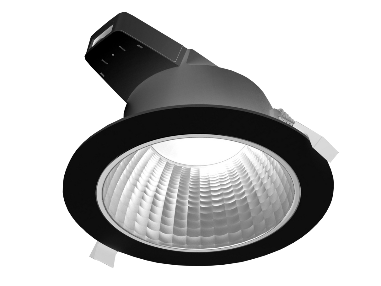Downlight DT 18W CCT 3000/4000/5700K 90° CRI90 UGR22 IP54 DALI,  Ø228, Hulmål Ø200-210, Sort