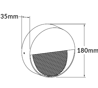ISKAR Væglampe 8W 3000K, CRI80, IP65, IK08, Sort, Ø180*B35mm