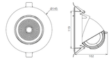 TILIA Downlight Kip 20W 3000K 1840lm, CRI90, DALI, 60°, Ø145, Hulmål Ø120-130