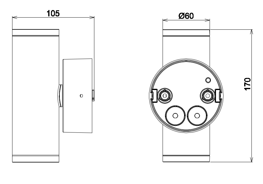 TAJO up/down væglampe 10W 4000K, 24°, IP65, Sort