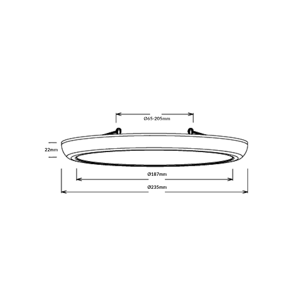 TULIPA 10/13/16W CCT 3000/4000/5700K, 120°, CRI90, IP20, Ø235, Hulmål Ø65-205