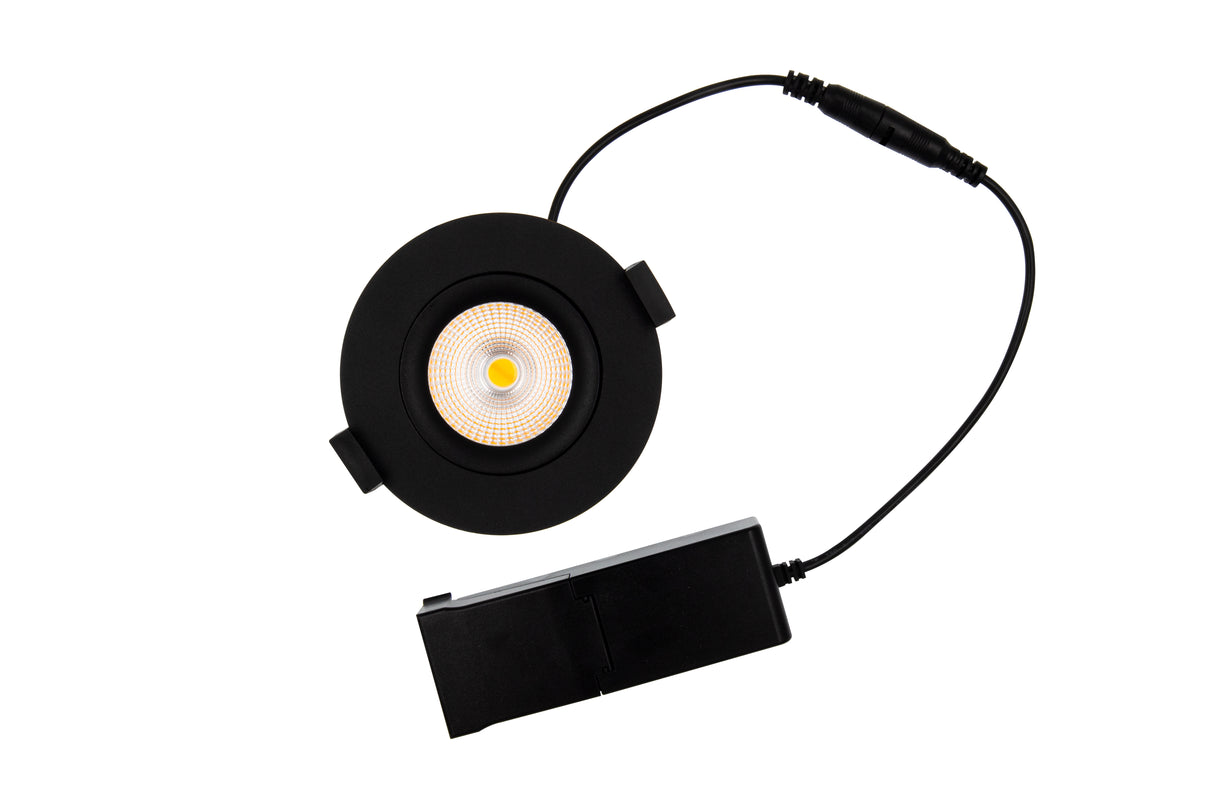 TOONA 8W 674lm 3000K Sort, RA>98, Ø93, Hulmål Ø76-83, Triac/fase dæmp, (Pk. a´ 10stk)